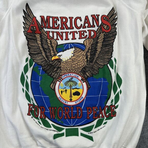Vintage Operation Desert Storm Americans United Hanes Sweatshirt Mens Medium 90s - Picture 11 of 12